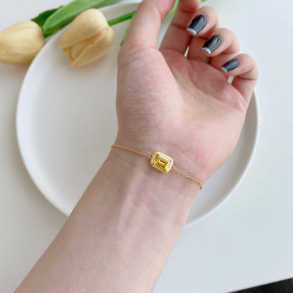 [Elowen Jewels]2.0 Carat Sparkling Colorful Emerald Cut Daily Bracelet
