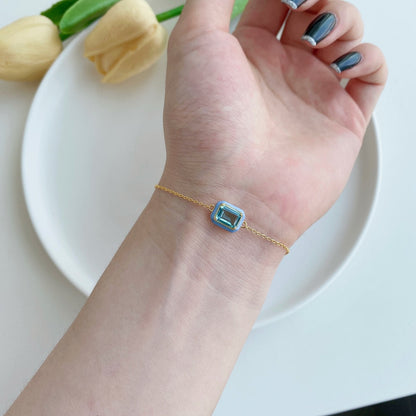 [Elowen Jewels]2.0 Carat Sparkling Colorful Emerald Cut Daily Bracelet
