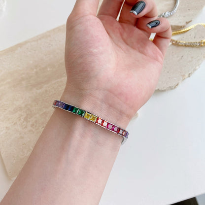 [Elowen Jewels]Radiant Colorful Princess Cut Tennis Bracelet