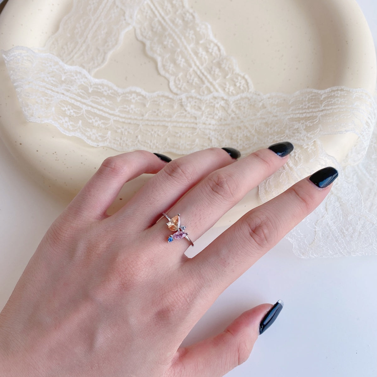 [Elowen Jewels]Radiant Colorful Multi Cut Daily Ring
