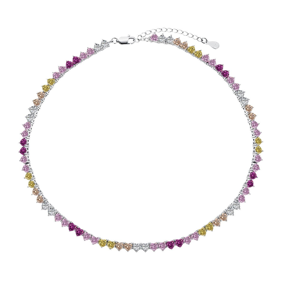 [Elowen Jewels]Sparkling Colorful Full Heart Tennis Necklace
