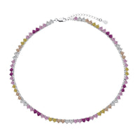 [Elowen Jewel]Sparkling Colorful Full Heart Tennis Necklace