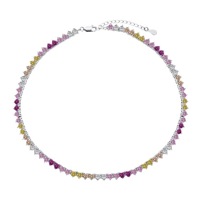 [Elowen Jewels]Sparkling Colorful Full Heart Tennis Necklace