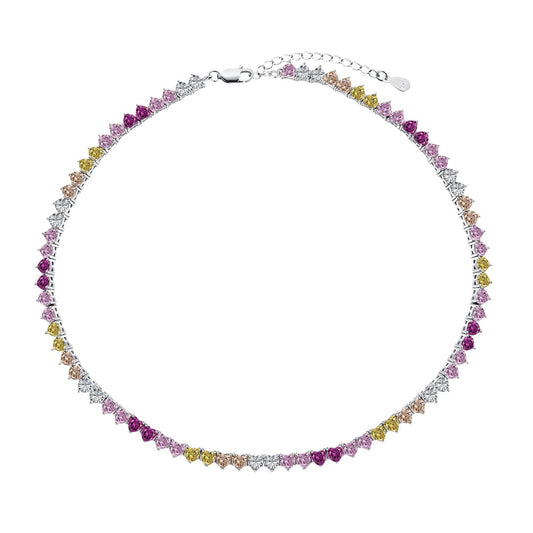 [Elowen Jewels]Sparkling Colorful Full Heart Tennis Necklace