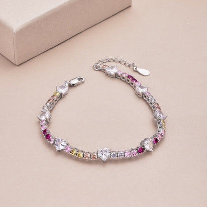 [Elowen Jewels]Romantic Heart Shape Round Cut Lover Bracelet