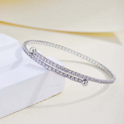 [Elowen Jewels]Row of Diamonds Round Fashion Bracelet