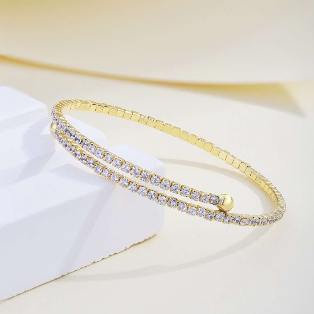 [Elowen Jewels]Row of Diamonds Round Fashion Bracelet