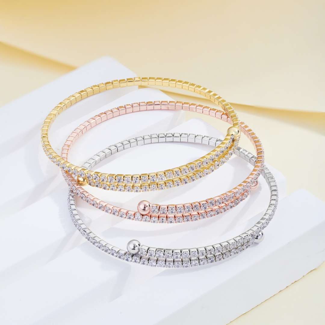 [Elowen Jewels]Row of Diamonds Round Fashion Bracelet