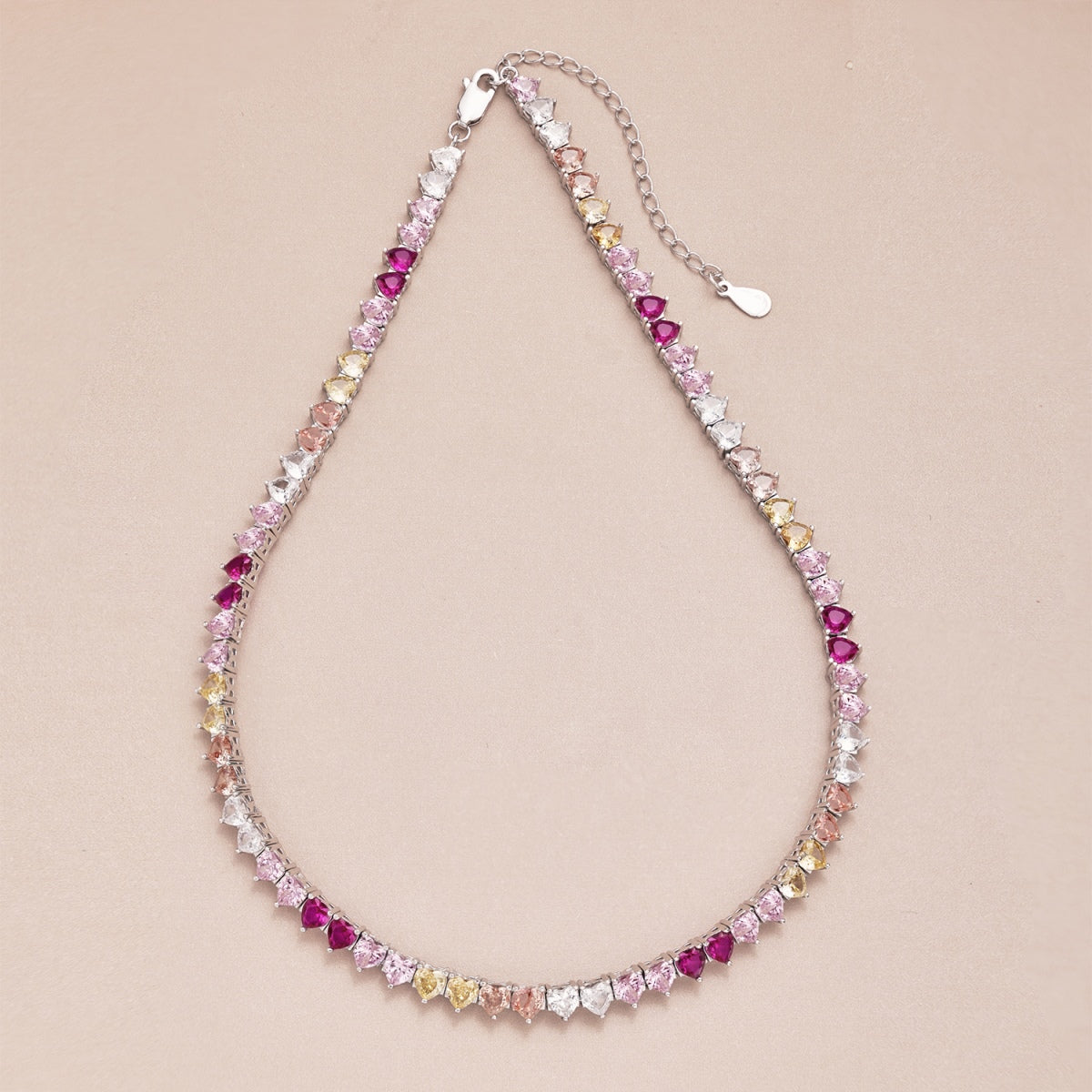 [Elowen Jewels]Sparkling Colorful Full Heart Tennis Necklace