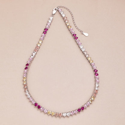 [Elowen Jewels]Sparkling Colorful Full Heart Tennis Necklace