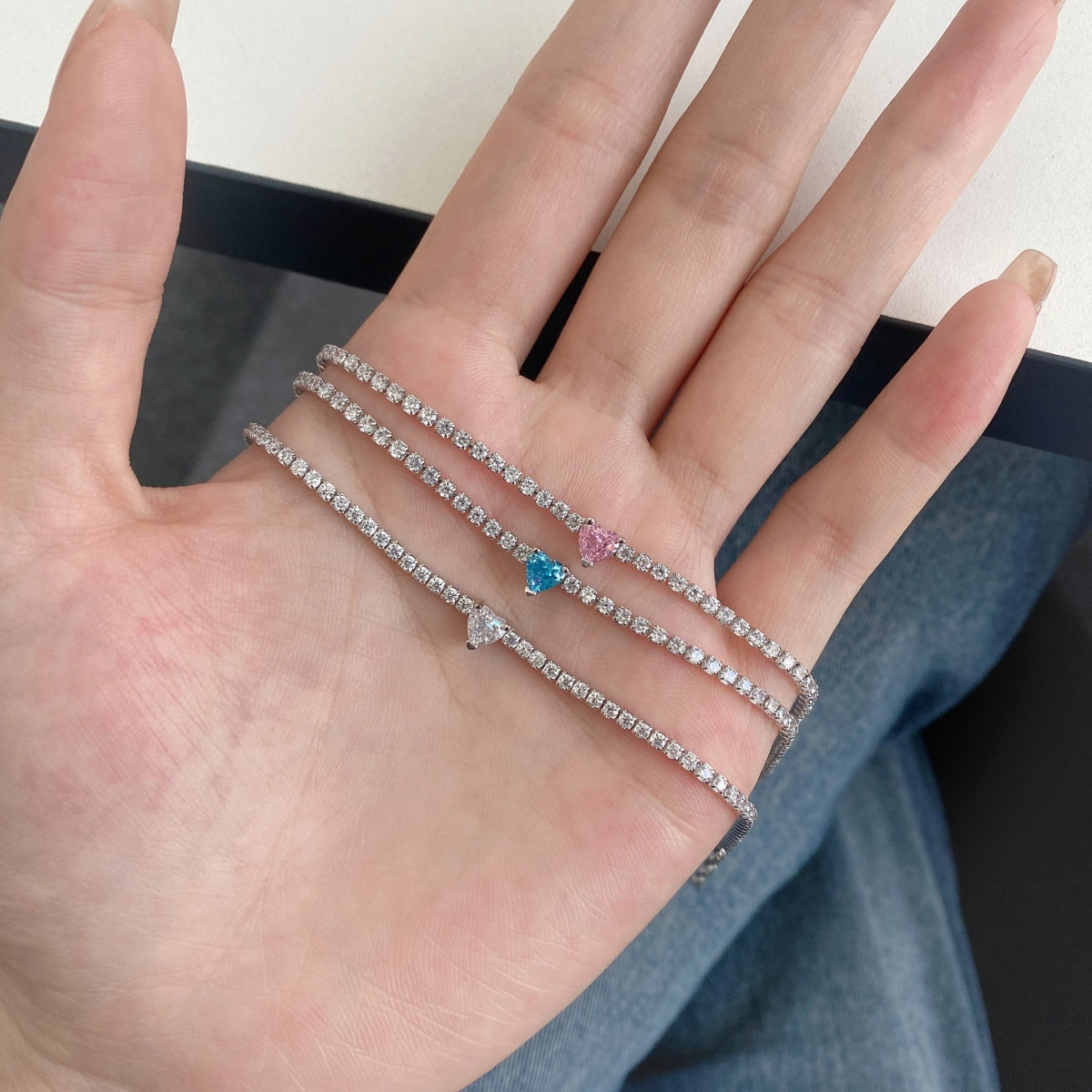 [Elowen Jewels]0.5 Carat Elegant Romantic Heart Shape Lover Bracelet