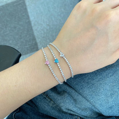 [Elowen Jewels]0.5 Carat Elegant Romantic Heart Shape Lover Bracelet
