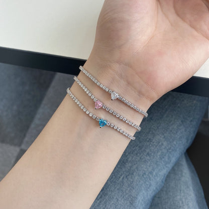 [Elowen Jewels]0.5 Carat Elegant Romantic Heart Shape Lover Bracelet