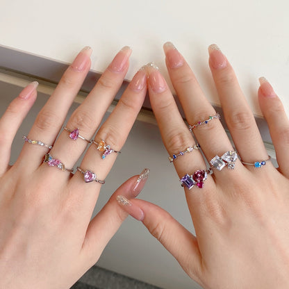 [Elowen Jewels]Radiant Colorful Multi Cut Daily Ring