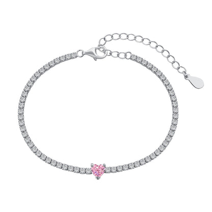 [Elowen Jewels]0.5 Carat Elegant Romantic Heart Shape Lover Bracelet