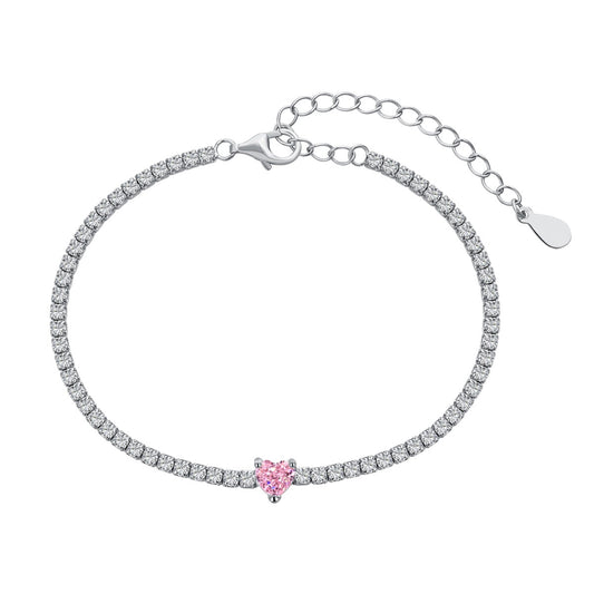 [Elowen Jewels]0.5 Carat Elegant Romantic Heart Shape Lover Bracelet
