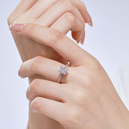[Elowen Jewels]2.0 Carat Dazzling Sparkling Radiant Cut Party Ring