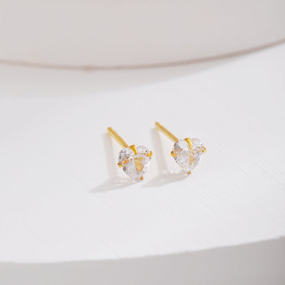 [Elowen Jewels]Sparkling Heart Shaped Simple Earrings