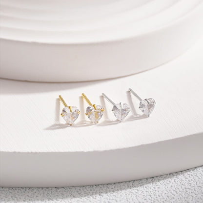 [Elowen Jewels]Sparkling Heart Shaped Simple Earrings