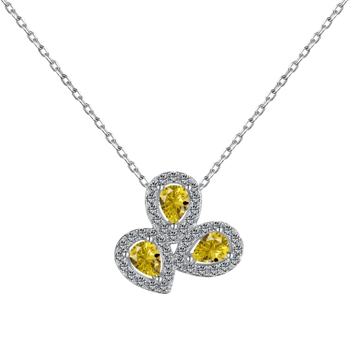 [Elowen Jewels]Elegant Flower Shape Pear Cut Necklace