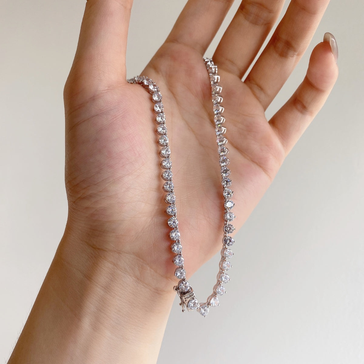 [Elowen Jewels]Ornate Heart Cut Tennis Necklace