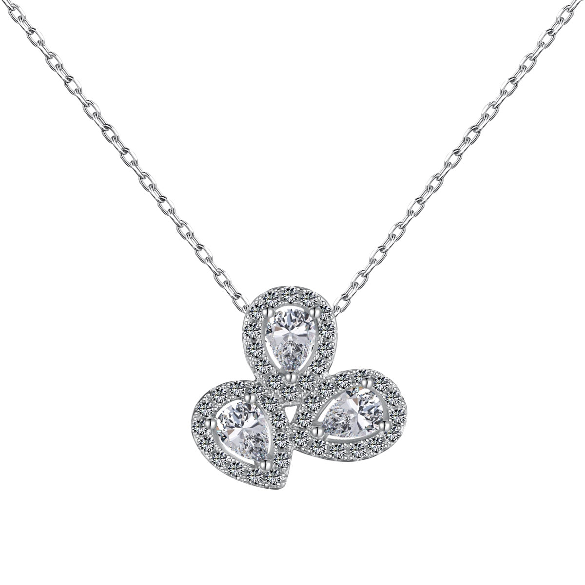 [Elowen Jewels]Elegant Flower Shape Pear Cut Necklace