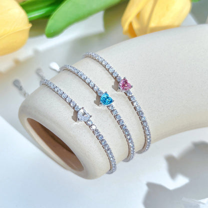 [Elowen Jewels]0.5 Carat Elegant Romantic Heart Shape Lover Bracelet