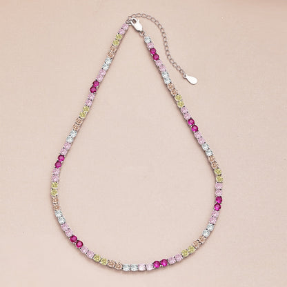 [Elowen Jewels]Delicate Colorful Tennis Necklace