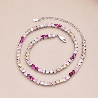 [Elowen Jewels]Delicate Colorful Tennis Necklace