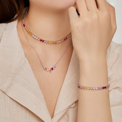 [Elowen Jewels]Luxurious Colorful Romantic Heart Shape Lover Bracelet