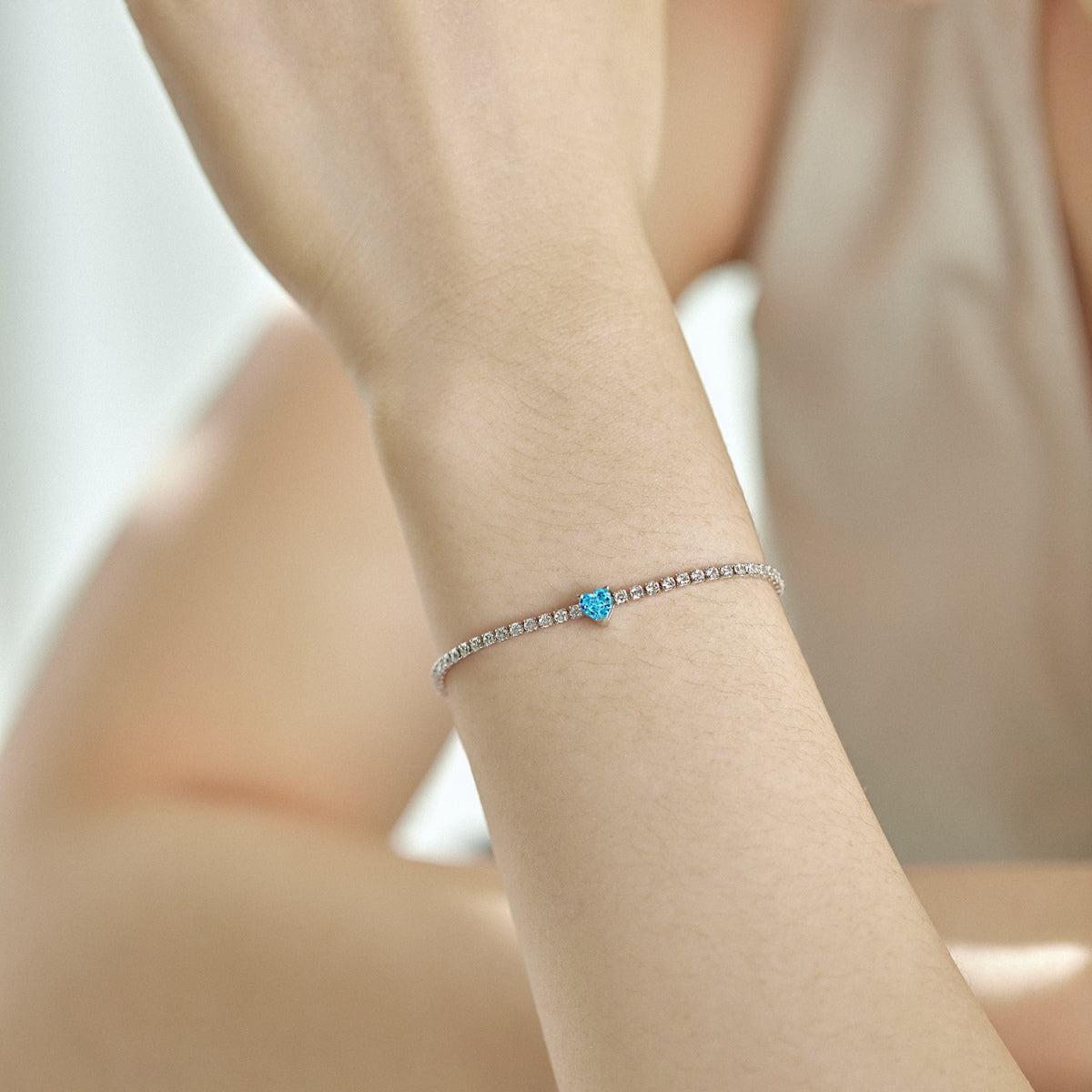 [Elowen Jewels]0.5 Carat Elegant Romantic Heart Shape Lover Bracelet