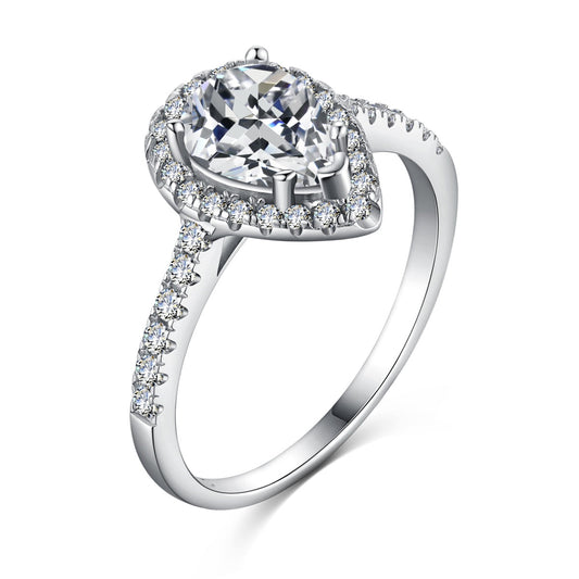 [Elowen Jewels]1.0 Carat Luxurious Resplendent Water Drop Shape Wedding Ring