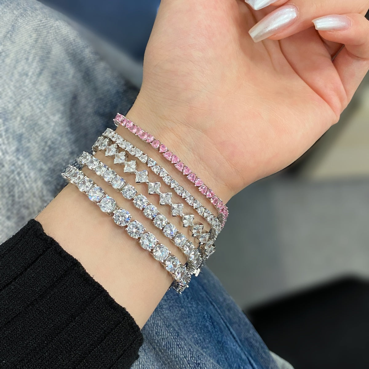 [Elowen Jewels]0.5 Carat Ornate Princess Cut Daily Bracelet