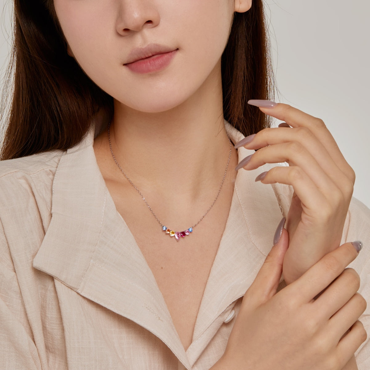 [Elowen Jewels]Dainty Colorful Heart Necklace