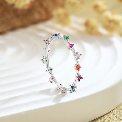 [Elowen Jewels]Radiant Colorful Round Cut Daily Ring
