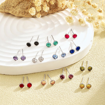 [Elowen Jewels]Sparkling Colorful Round Shape Earrings