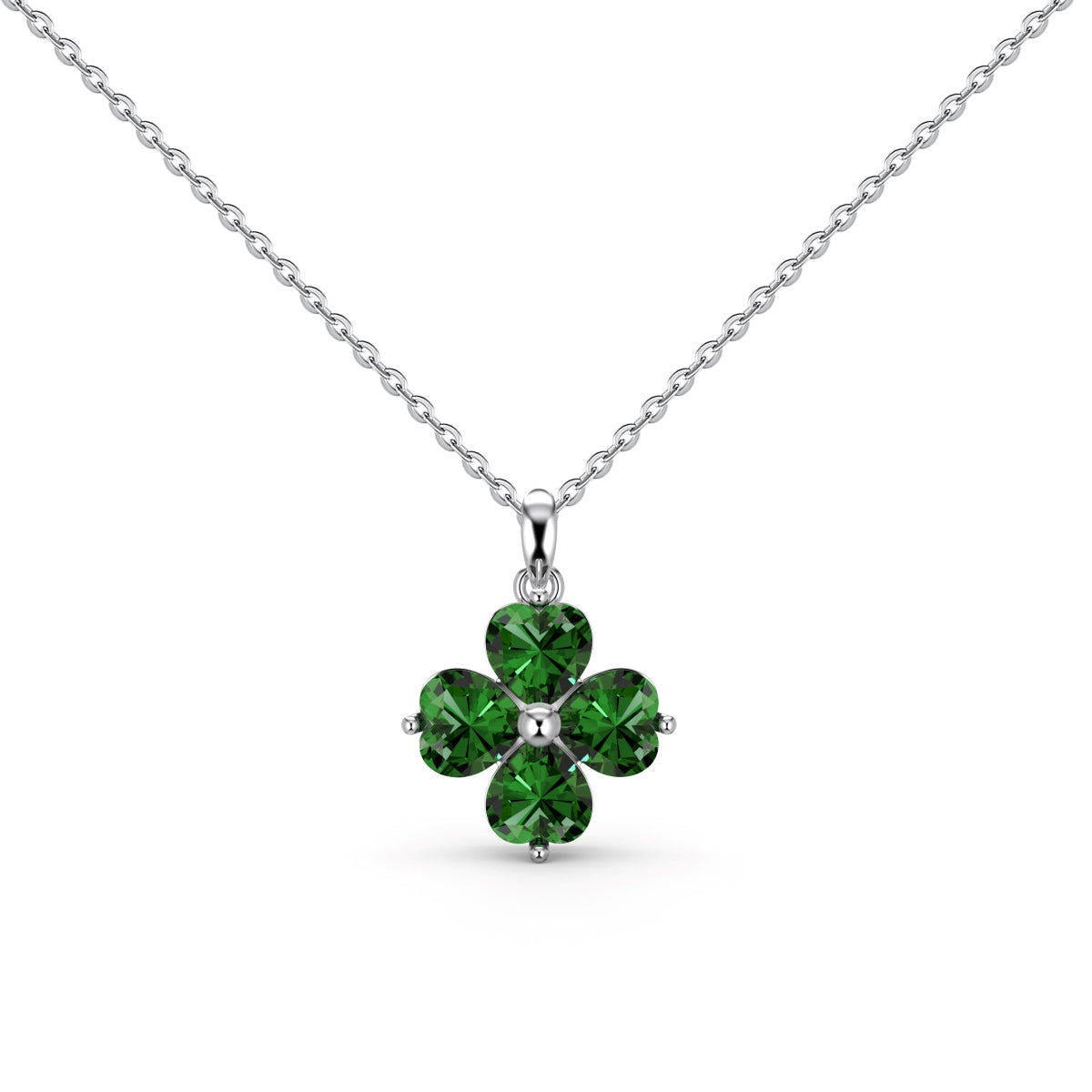 [Elowen Jewels]Heart-Shaped Four-Leaf Clover Bead Necklace