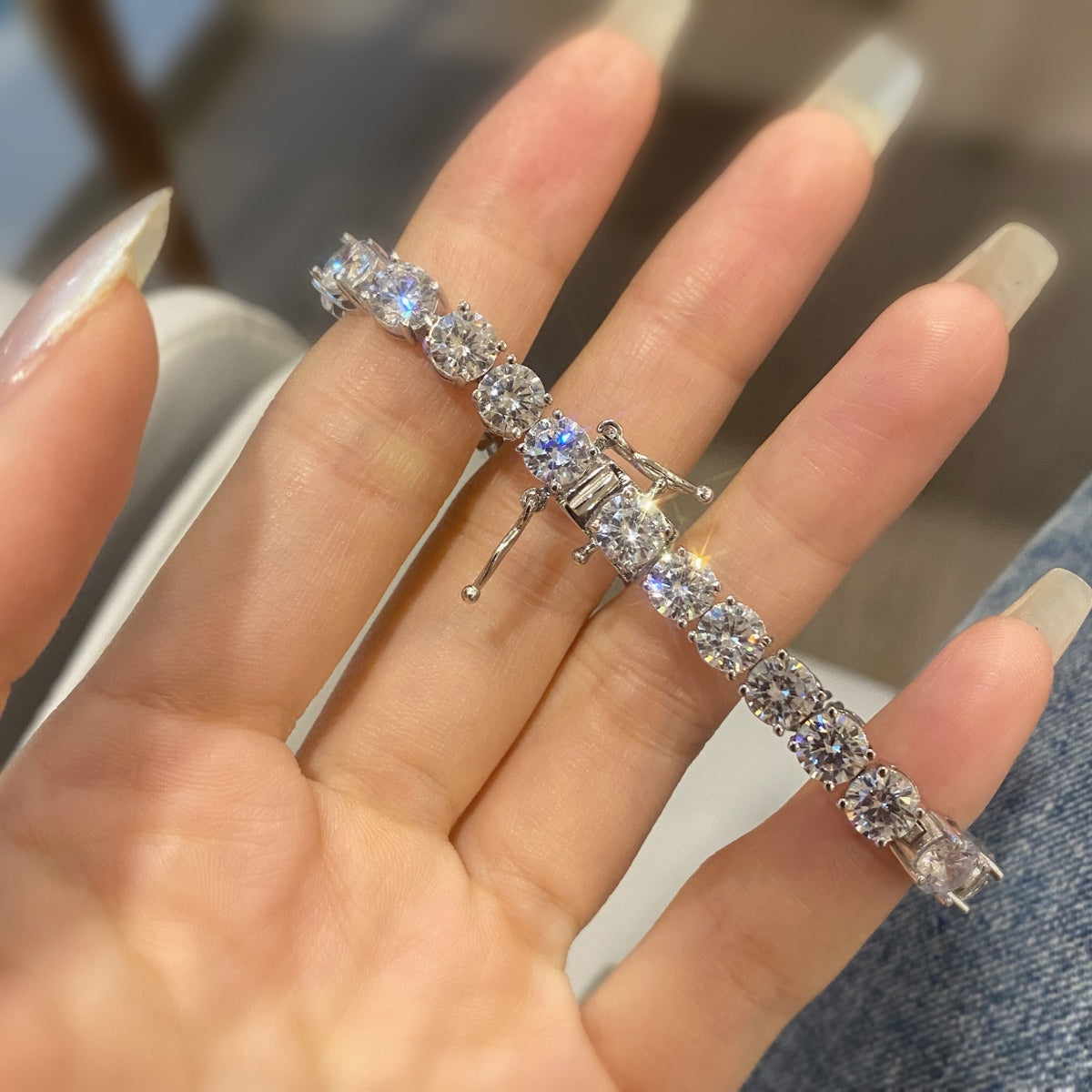[Elowen Jewels]0.75 Carat Dazzling Round Cut Wedding Bracelet