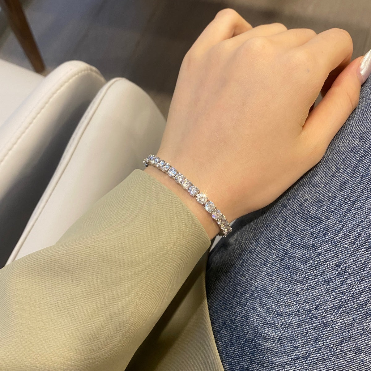 [Elowen Jewels]Ornate Sparkling Round Cut Wedding Bracelet