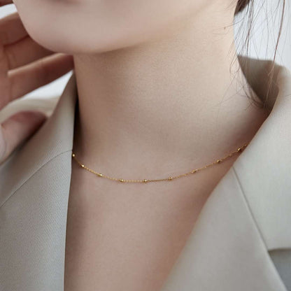[Elowen Jewels]Small Bead Clavicle Chain Simple Necklace