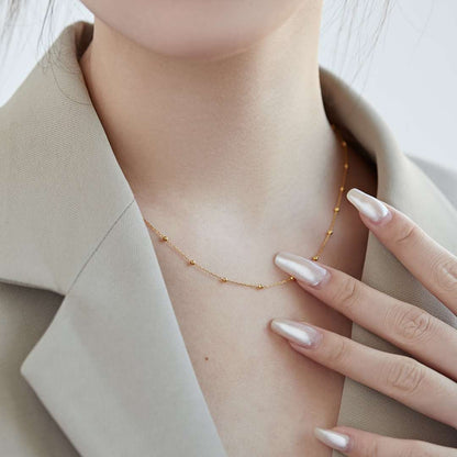 [Elowen Jewels]Small Bead Clavicle Chain Simple Necklace