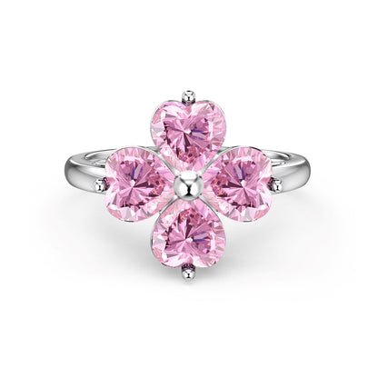 [Elowen Jewels]Heart-shaped Four-Leaf Clover Ball Ring