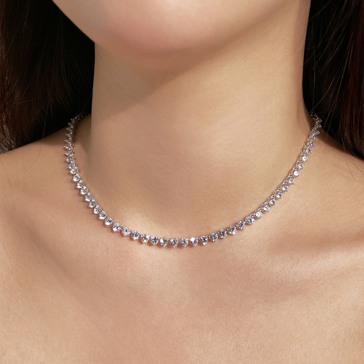[Elowen Jewels]Ornate Heart Cut Tennis Necklace
