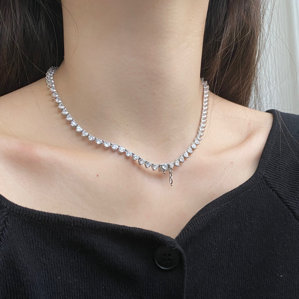 [Elowen Jewels]Ornate Heart Cut Tennis Necklace