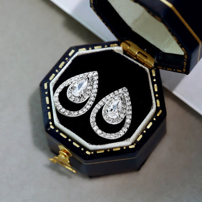 [Elowen Jewels]Sparkling Delicate Water Drop Shape Daily Earrings