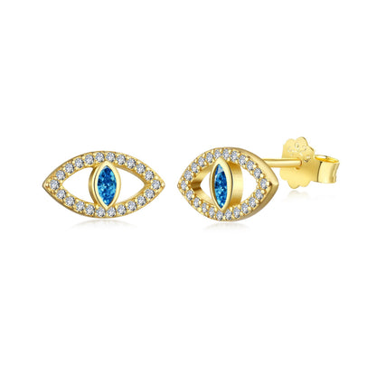 [Elowen Jewels]Blue Devil Eyes Hollow Stud Earrings