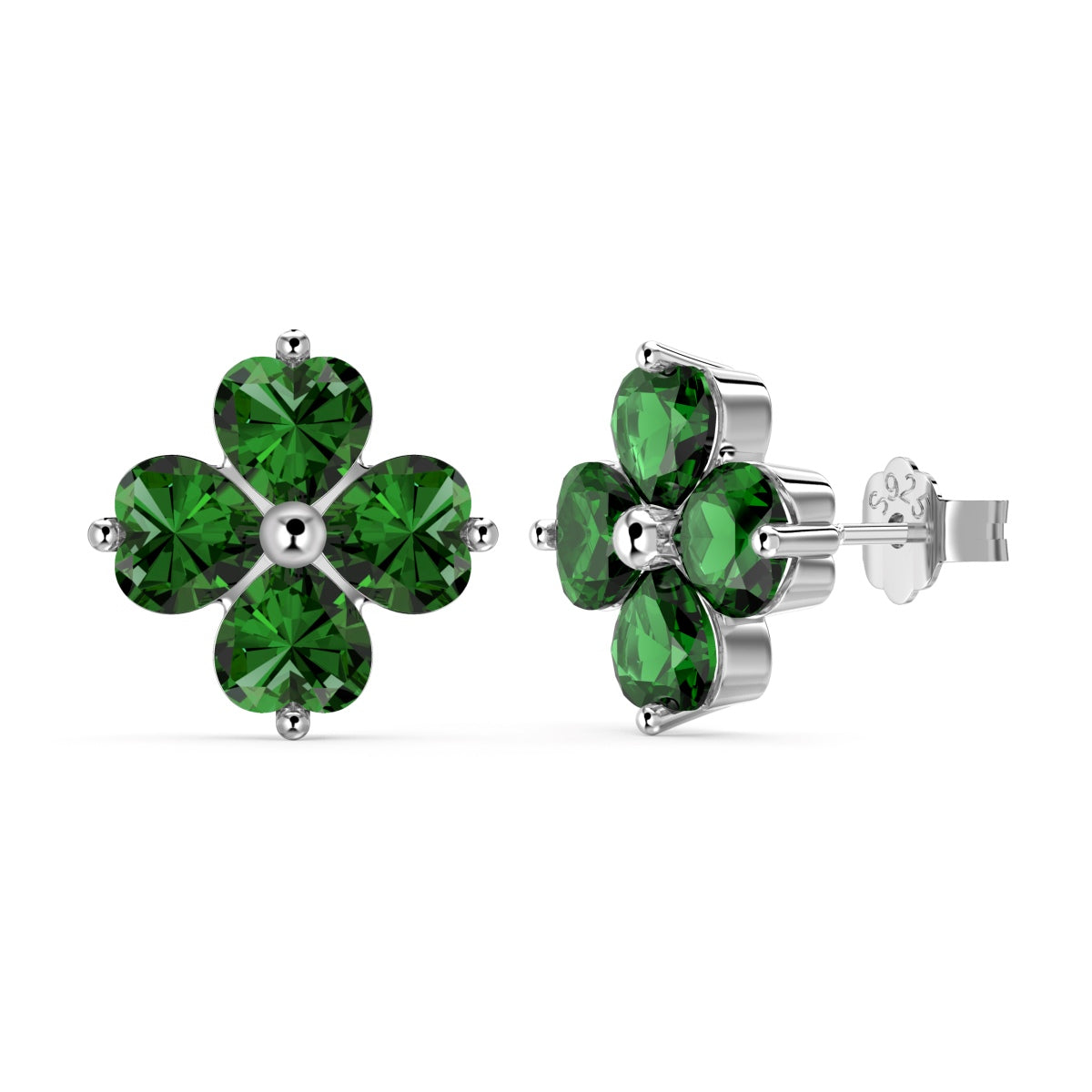 [Elowen Jewels]Four-Leaf Clover Ball Earrings