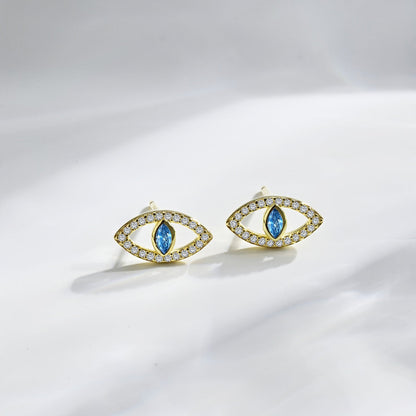 [Elowen Jewels]Blue Devil Eyes Hollow Stud Earrings