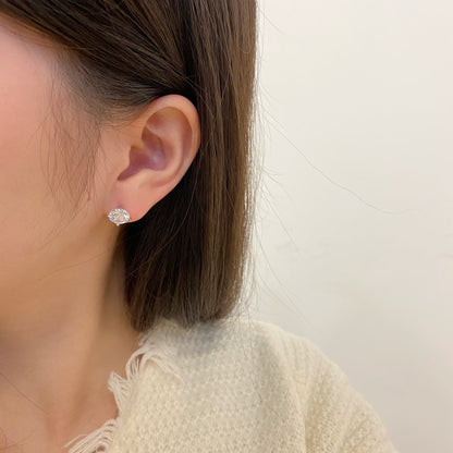 [Elowen Jewels]Stylish Shiny Round Center Stone Stud Earrings