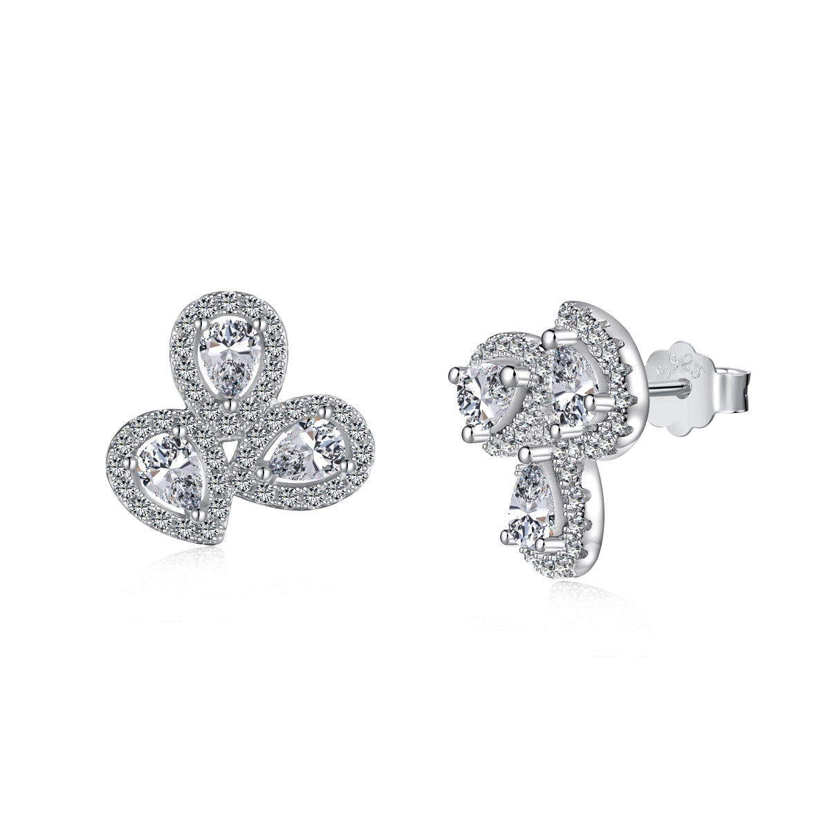 [Elowen Jewels]Ornate Flower Shape Pear Cut Lover Earrings